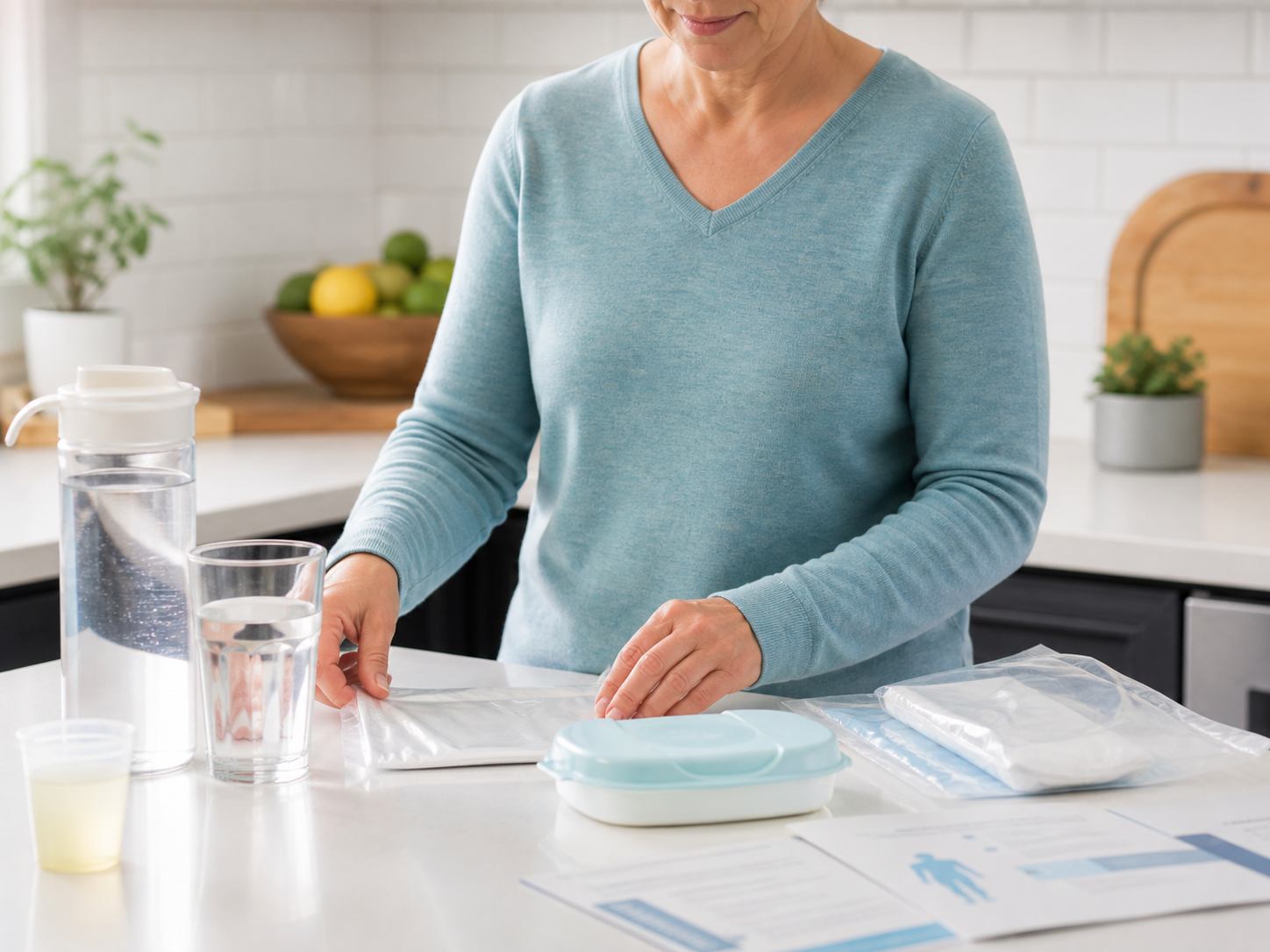 Why Colorectal Cancer Screening After Age 45 Matters 1 A patient prepares for colonoscopy screening with clear liquids and instructions at home.