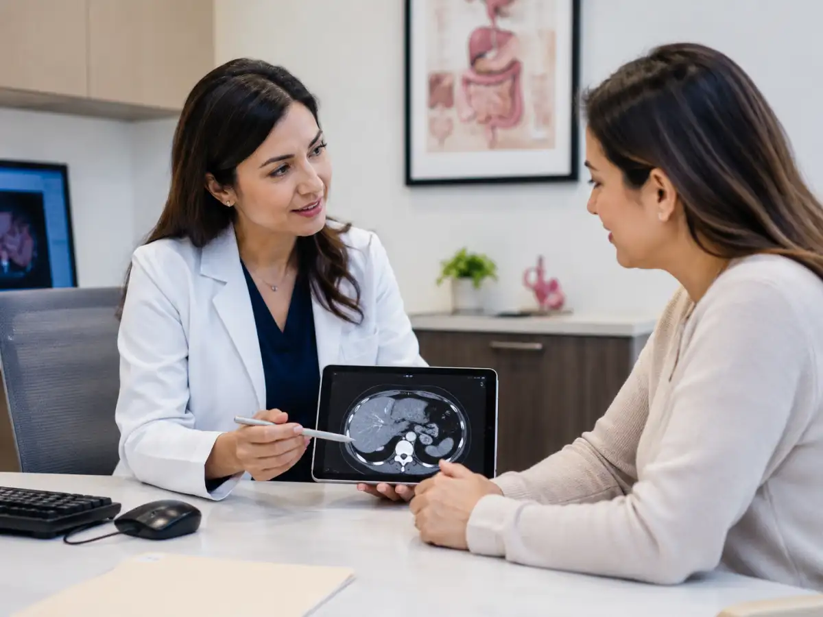 Blogs - Gastro Health & Nutrition | Digestive Wellness Tips 10 Female doctor explaining liver scan